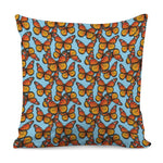 Orange Monarch Butterflies Pattern Print Pillow Cover