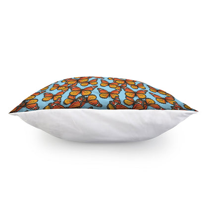 Orange Monarch Butterflies Pattern Print Pillow Cover