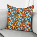 Orange Monarch Butterflies Pattern Print Pillow Cover