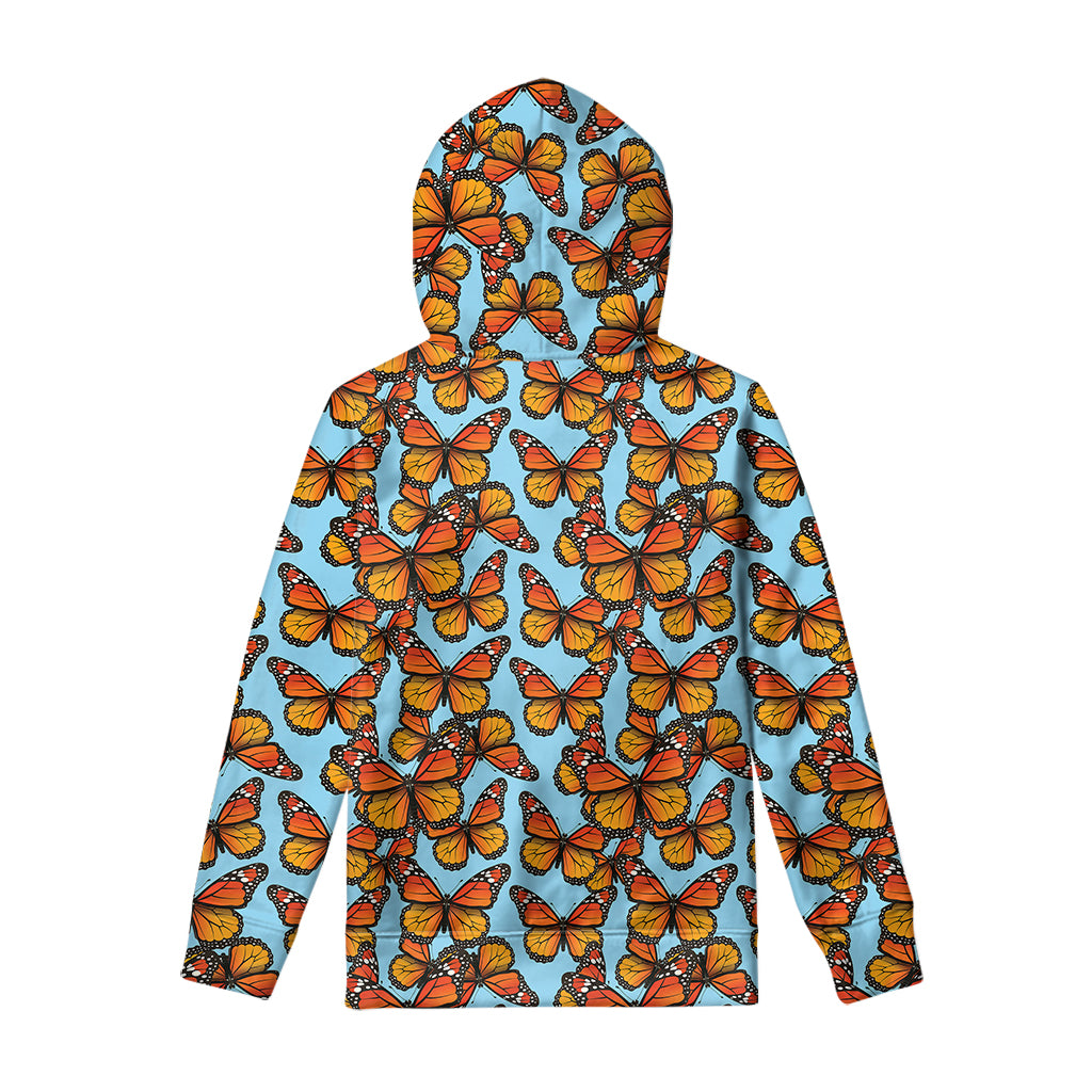 Orange Monarch Butterflies Pattern Print Pullover Hoodie