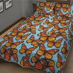 Orange Monarch Butterflies Pattern Print Quilt Bed Set