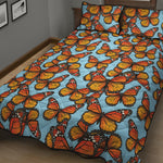 Orange Monarch Butterflies Pattern Print Quilt Bed Set