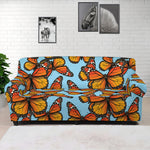 Orange Monarch Butterflies Pattern Print Sofa Cover