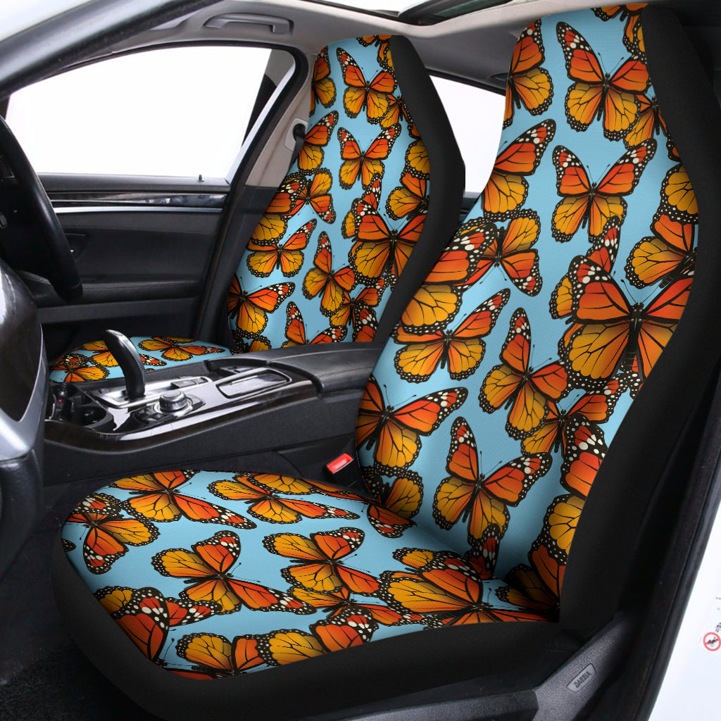 Orange Monarch Butterflies Pattern Print Universal Fit Car Seat Covers