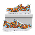 Orange Monarch Butterflies Pattern Print White Running Shoes
