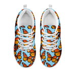 Orange Monarch Butterflies Pattern Print White Sneakers