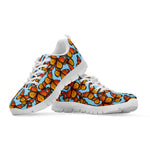 Orange Monarch Butterflies Pattern Print White Sneakers