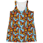 Orange Monarch Butterflies Pattern Print Women's Racerback Tank Top