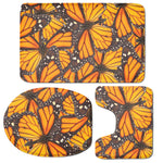 Orange Monarch Butterfly Pattern Print 3 Piece Bath Mat Set