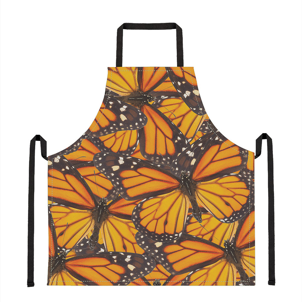 Orange Monarch Butterfly Pattern Print Apron