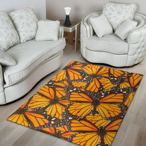 Orange Monarch Butterfly Pattern Print Area Rug