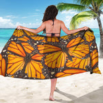 Orange Monarch Butterfly Pattern Print Beach Sarong Wrap