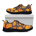 Orange Monarch Butterfly Pattern Print Black Running Shoes