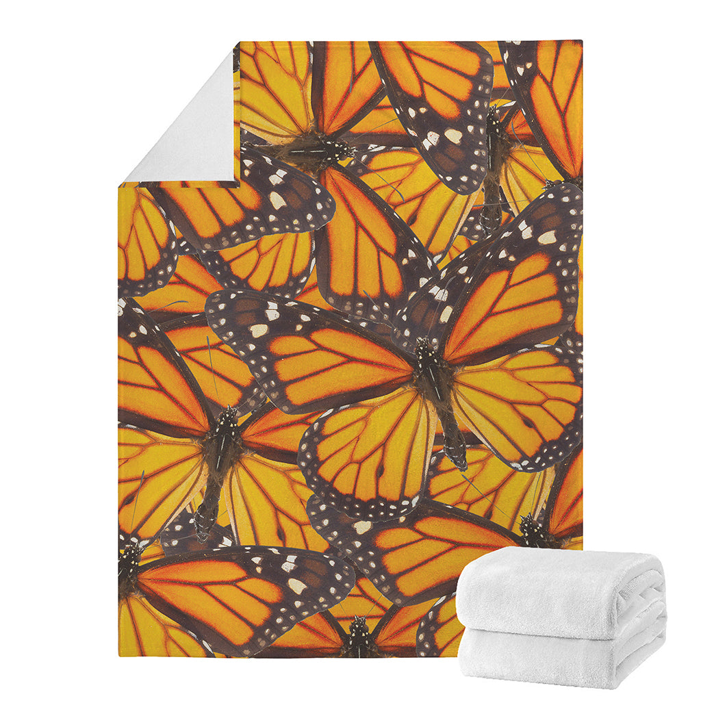 Orange Monarch Butterfly Pattern Print Blanket