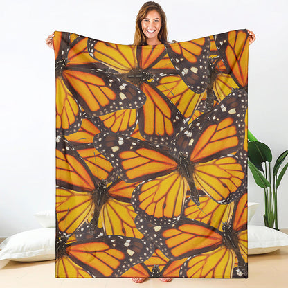 Orange Monarch Butterfly Pattern Print Blanket