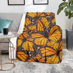 Orange Monarch Butterfly Pattern Print Blanket