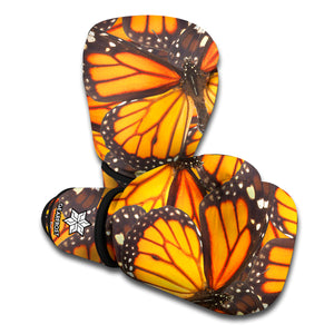 Orange Monarch Butterfly Pattern Print Boxing Gloves