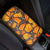 Orange Monarch Butterfly Pattern Print Car Center Console Cover