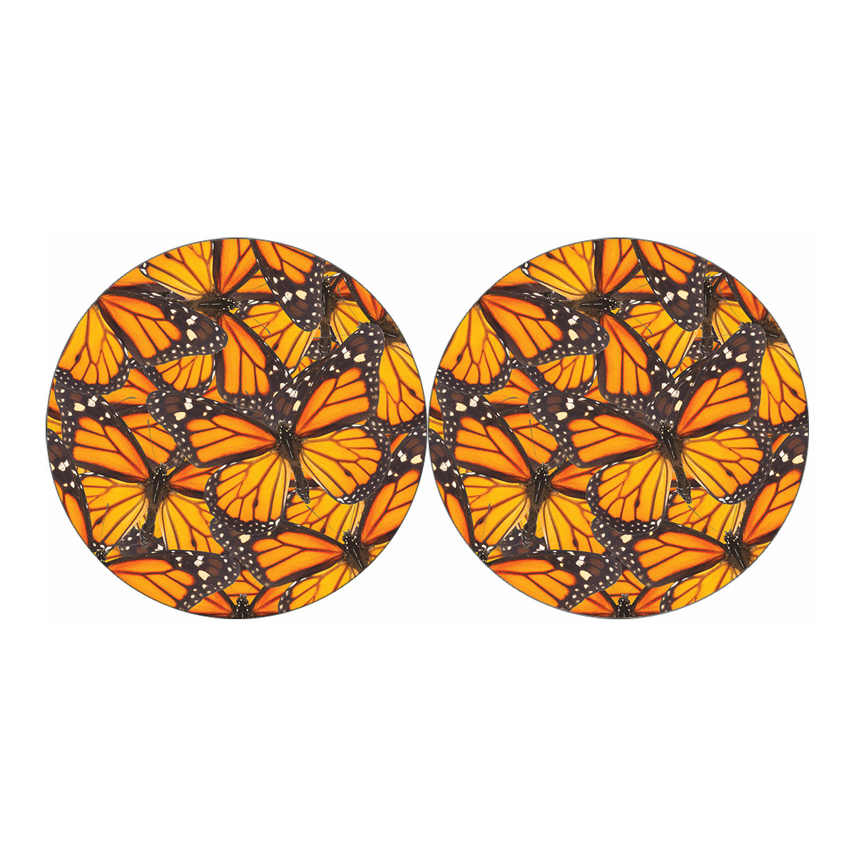 Orange Monarch Butterfly Pattern Print Car Coasters