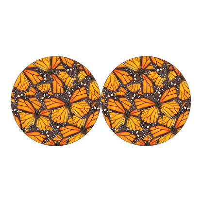 Orange Monarch Butterfly Pattern Print Car Coasters