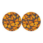 Orange Monarch Butterfly Pattern Print Car Coasters