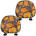 Orange Monarch Butterfly Pattern Print Car Headrest Covers