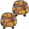 Orange Monarch Butterfly Pattern Print Car Headrest Covers