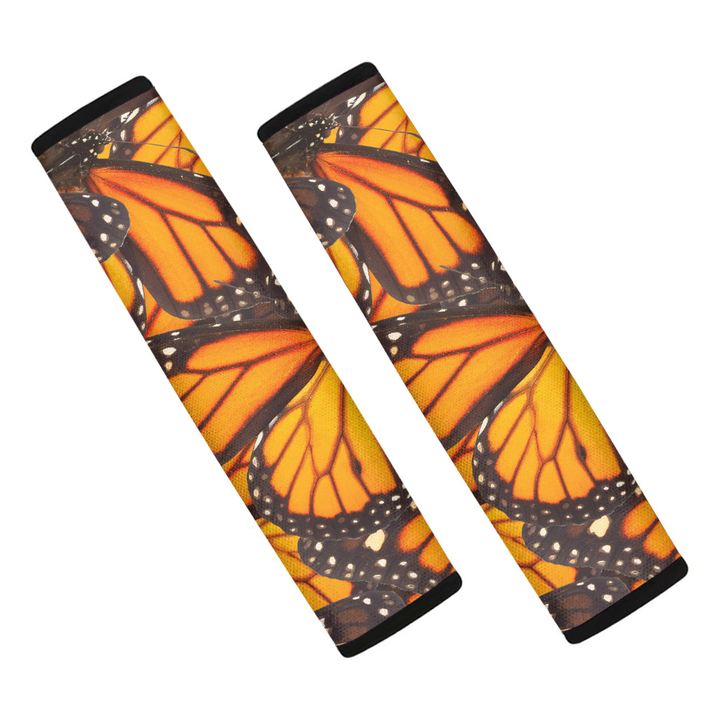 Orange Monarch Butterfly Pattern Print Car Seat Belt Covers