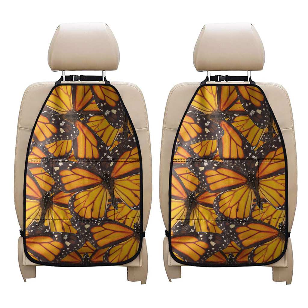 Orange Monarch Butterfly Pattern Print Car Seat Organizers