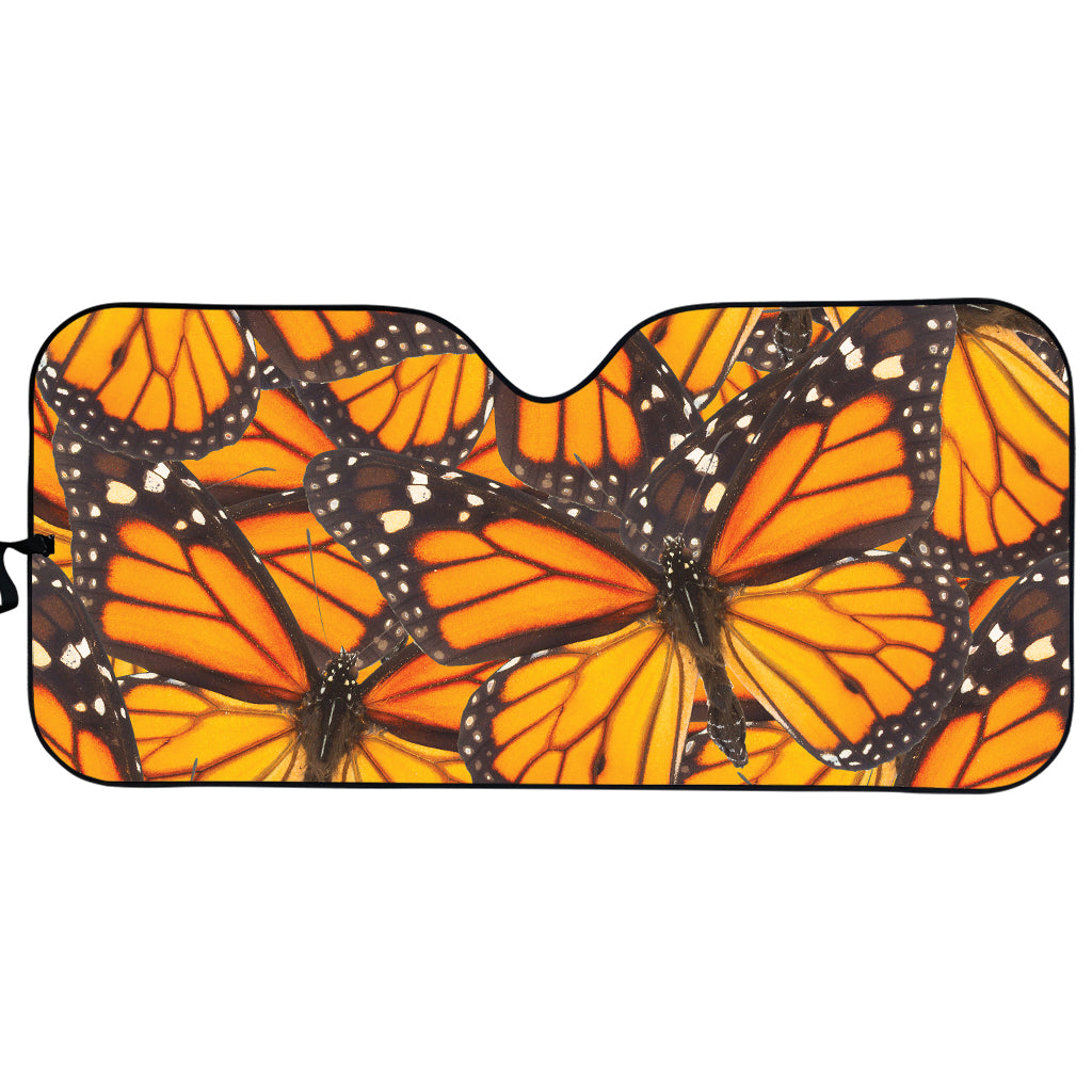 Orange Monarch Butterfly Pattern Print Car Sun Shade