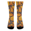 Orange Monarch Butterfly Pattern Print Crew Socks