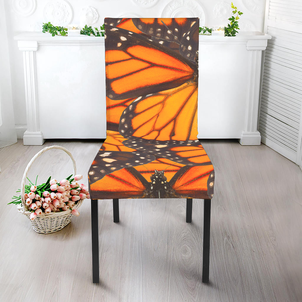 Orange Monarch Butterfly Pattern Print Dining Chair Slipcover