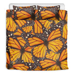 Orange Monarch Butterfly Pattern Print Duvet Cover Bedding Set