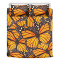Orange Monarch Butterfly Pattern Print Duvet Cover Bedding Set