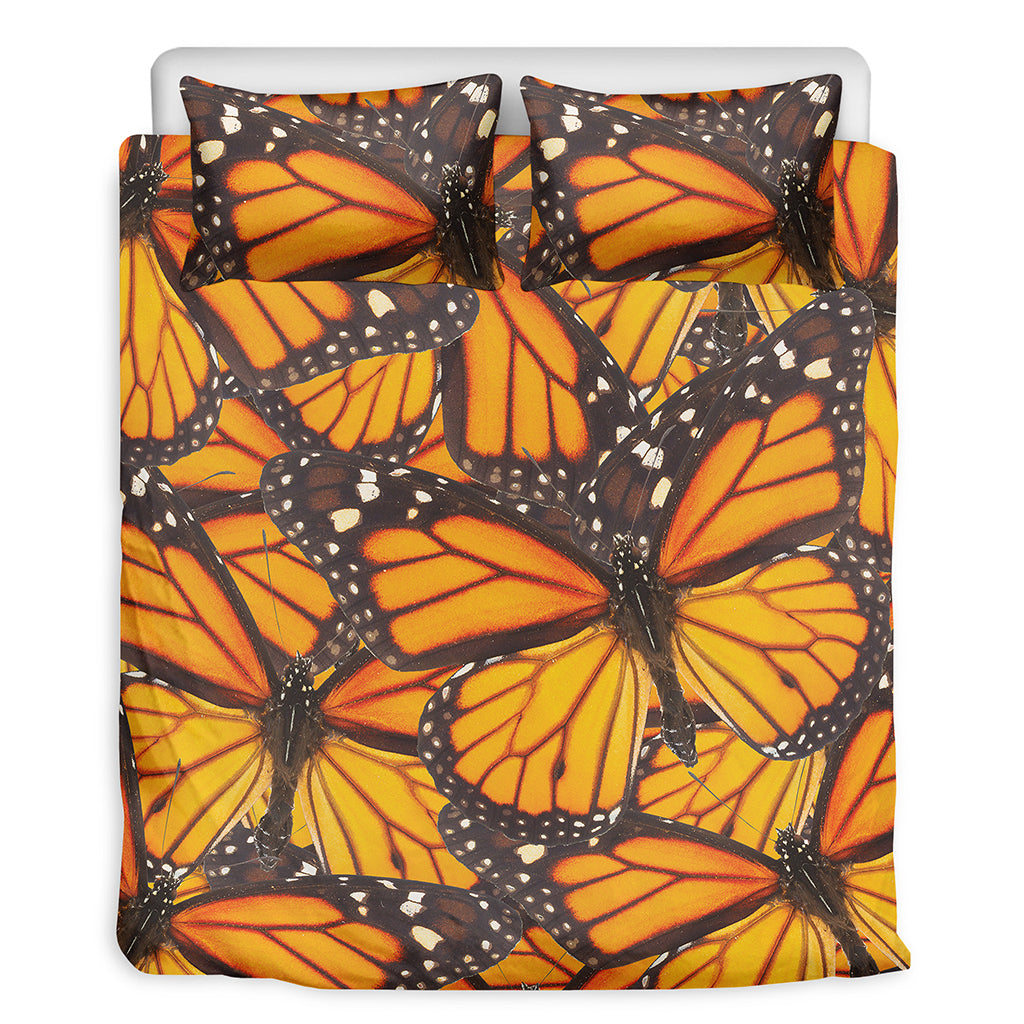 Orange Monarch Butterfly Pattern Print Duvet Cover Bedding Set
