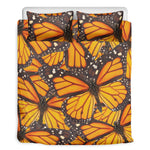 Orange Monarch Butterfly Pattern Print Duvet Cover Bedding Set