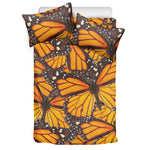 Orange Monarch Butterfly Pattern Print Duvet Cover Bedding Set