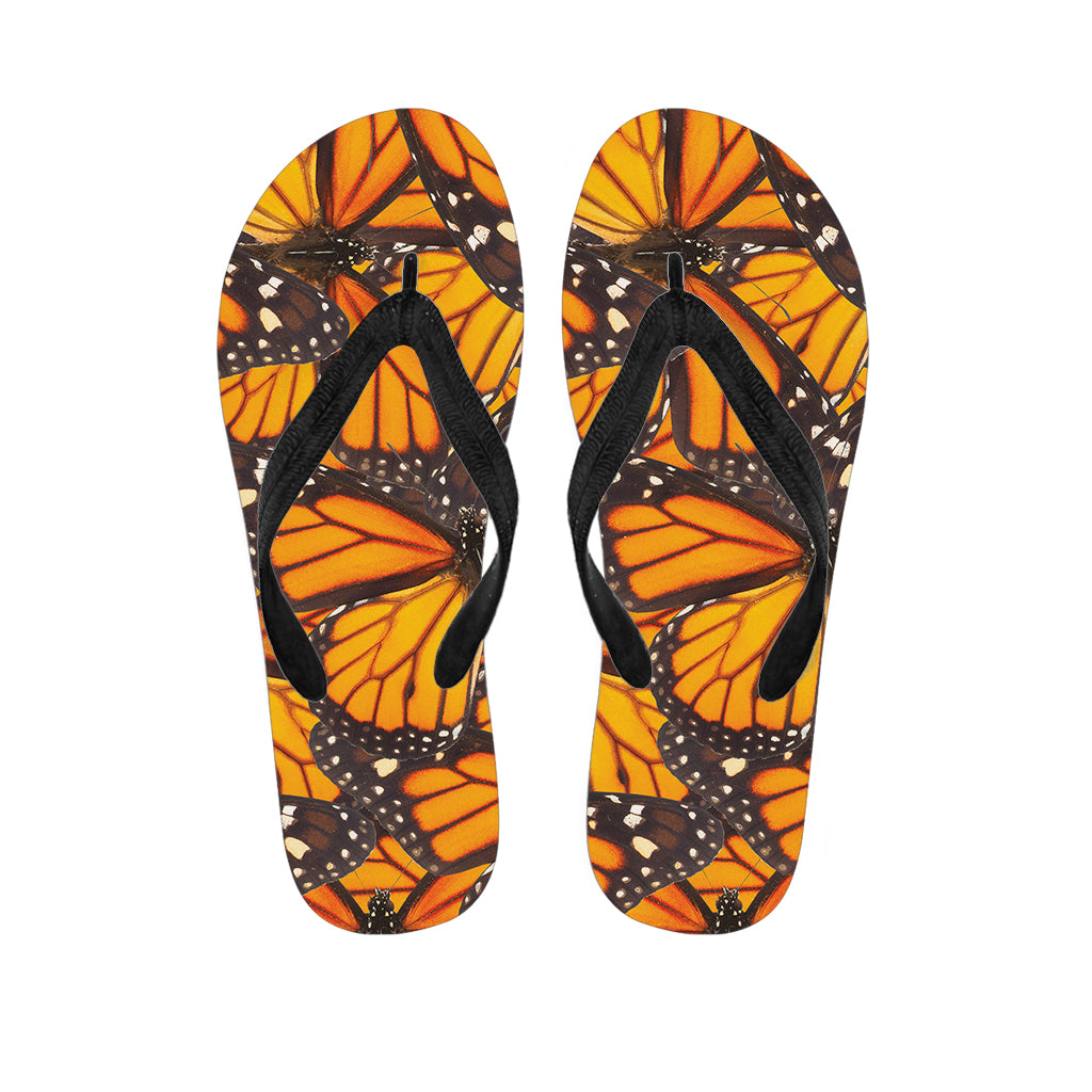 Orange Monarch Butterfly Pattern Print Flip Flops