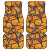Orange Monarch Butterfly Pattern Print Front and Back Car Floor Mats