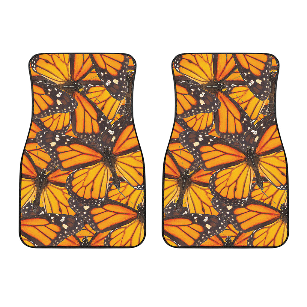Orange Monarch Butterfly Pattern Print Front Car Floor Mats