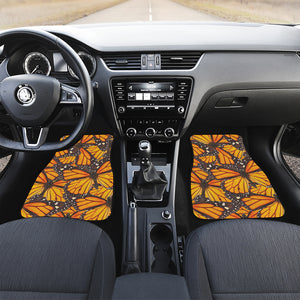 Orange Monarch Butterfly Pattern Print Front Car Floor Mats