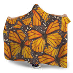 Orange Monarch Butterfly Pattern Print Hooded Blanket