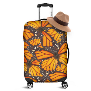 Orange Monarch Butterfly Pattern Print Luggage Cover