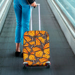 Orange Monarch Butterfly Pattern Print Luggage Cover