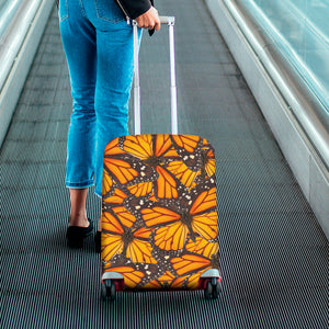 Orange Monarch Butterfly Pattern Print Luggage Cover