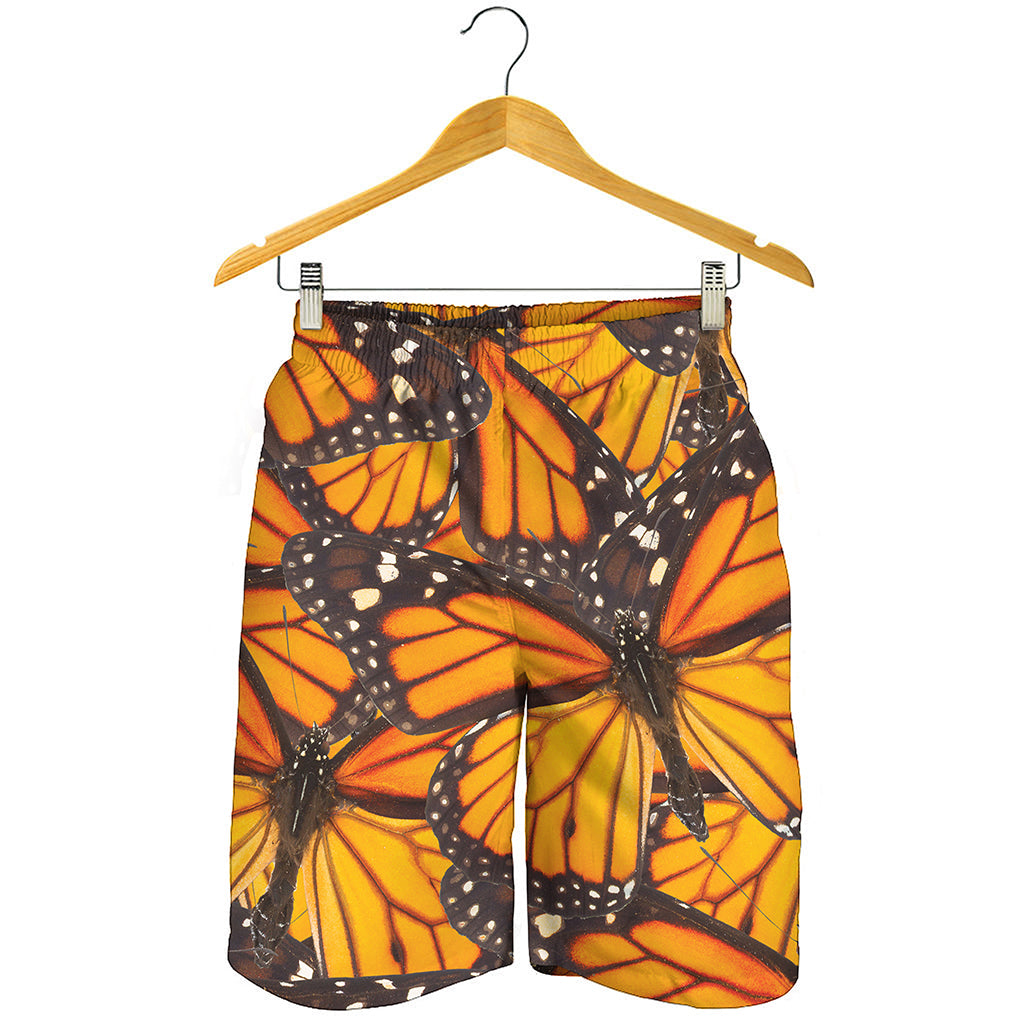 Orange Monarch Butterfly Pattern Print Men's Shorts