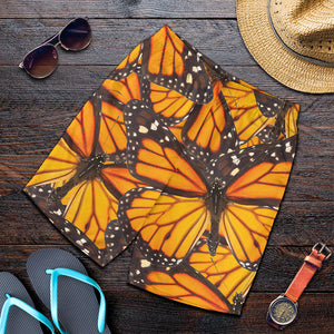 Orange Monarch Butterfly Pattern Print Men's Shorts