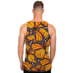 Orange Monarch Butterfly Pattern Print Men's Tank Top