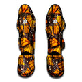 Orange Monarch Butterfly Pattern Print Muay Thai Shin Guards
