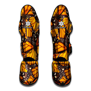 Orange Monarch Butterfly Pattern Print Muay Thai Shin Guard